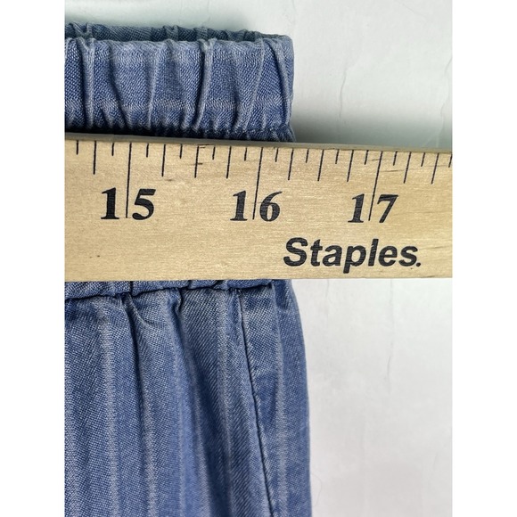 Indigo Rein Blue & White Striped Cotton Beach Pants Sz M Wide Leg Large Pockets - Picture 6 of 9